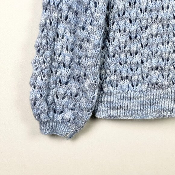 Hand Knit Open Knit Crew Neck Sweater - Picture 4 of 5